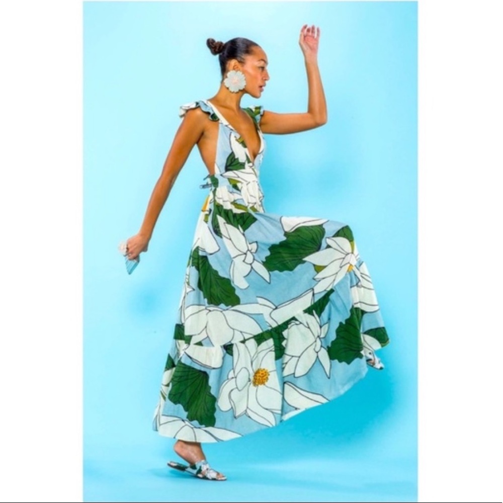 Carolina K Lotus Flower Penelope Maxi Dress Size S